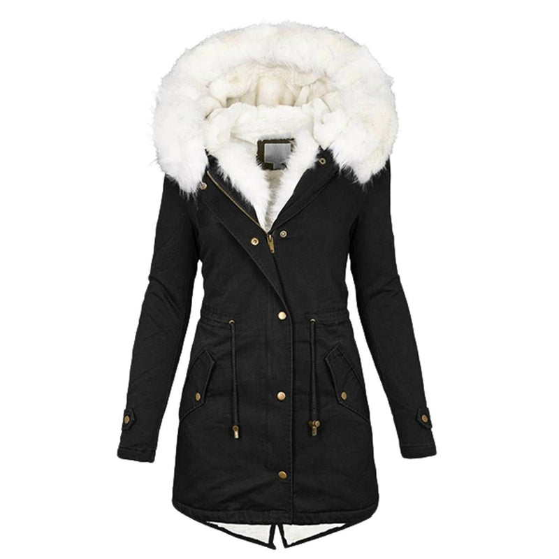 Women&#39;s Winter Jacket With Hood And Button Detail