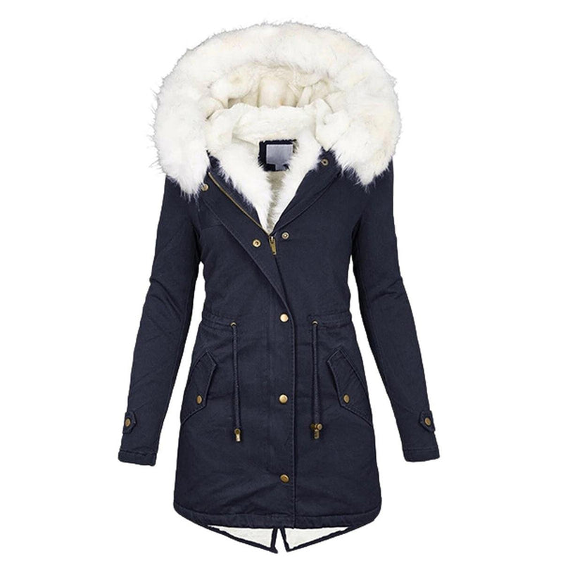 Women&#39;s Winter Jacket With Hood And Button Detail
