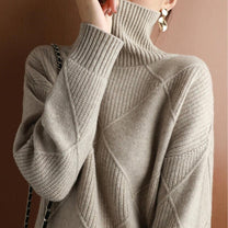 Women&#39;s Wool Turtleneck Sweater Medium Length