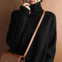 Women&#39;s Wool Turtleneck Sweater Medium Length