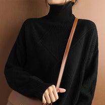 Women&#39;s Wool Turtleneck Sweater Medium Length