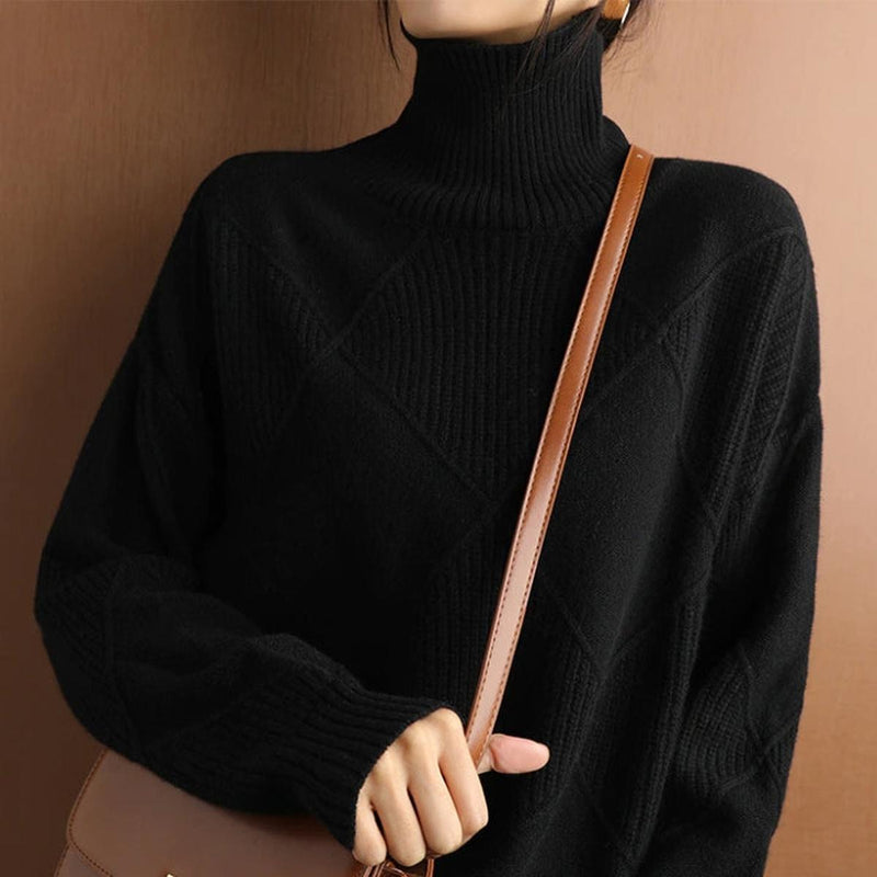 Women&#39;s Wool Turtleneck Sweater Medium Length
