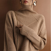 Women&#39;s Wool Turtleneck Sweater Medium Length