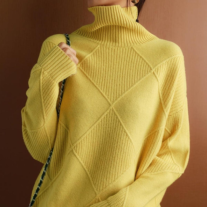 Women&#39;s Wool Turtleneck Sweater Medium Length