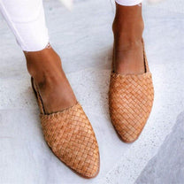 Women&#39;s Woven PU Leather Slingback Slip-On Shoes