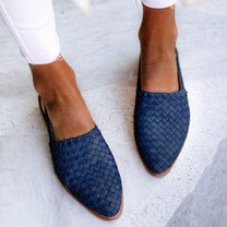 Women&#39;s Woven PU Leather Slingback Slip-On Shoes