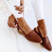 Women&#39;s Woven PU Leather Slingback Slip-On Shoes