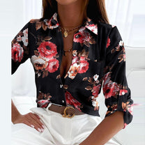Women&#39;s Wrap-Collar Blouse With Classic Collar
