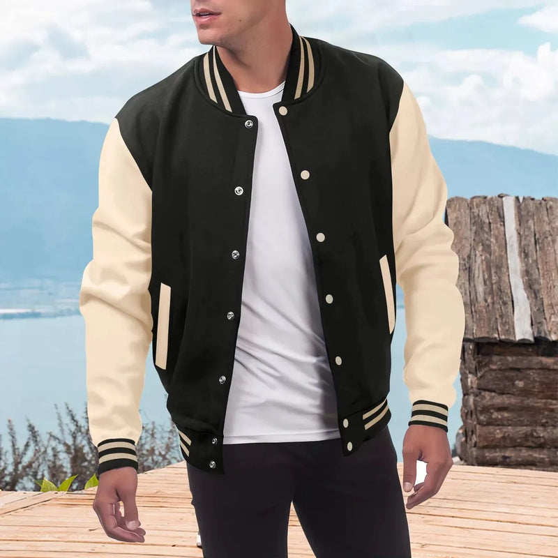 Wool Blend Casual Varsity Jacket