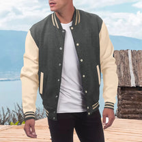 Wool Blend Casual Varsity Jacket