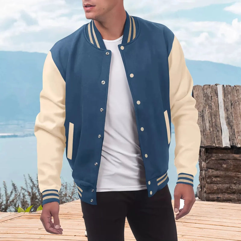 Wool Blend Casual Varsity Jacket