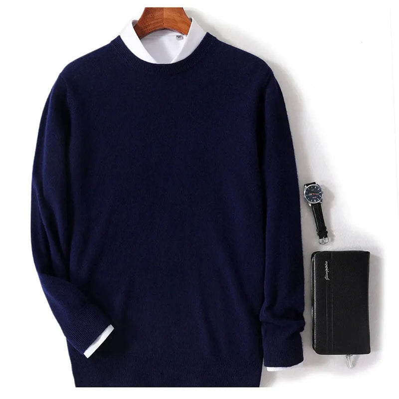 Wool Blend Crew Neck Sweater For Men