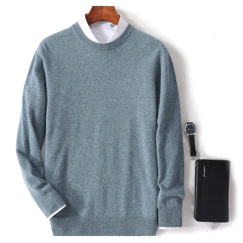 Wool Blend Crew Neck Sweater For Men