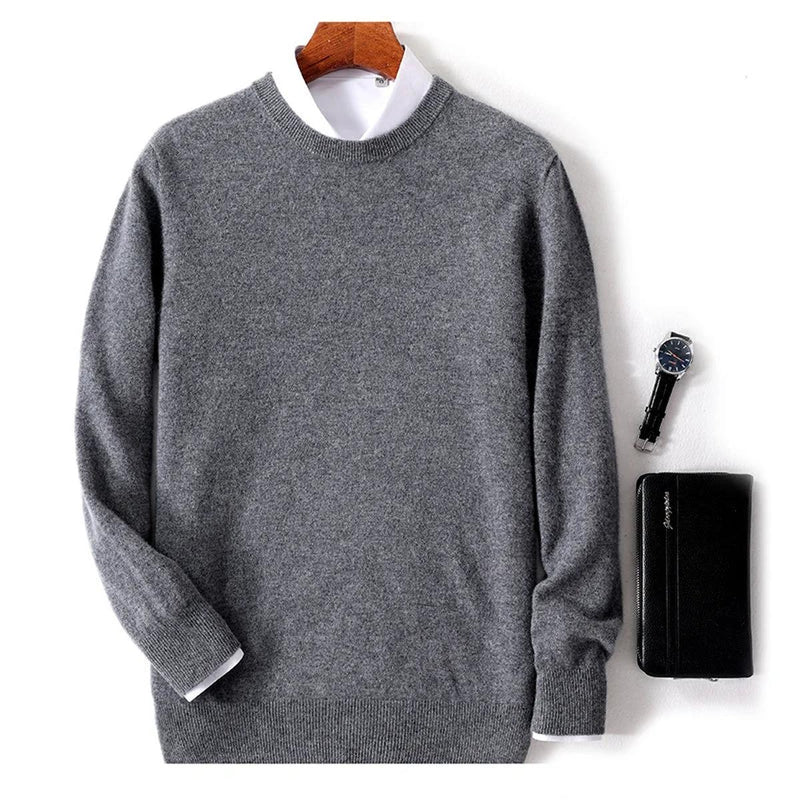 Wool Blend Crew Neck Sweater For Men