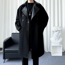 Wool Blend Double-Breasted Long Coat