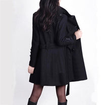 Wool Blend Double-Breasted Trench Coat For Women
