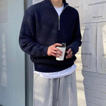 Wool Blend Half Zip Sweater For Men