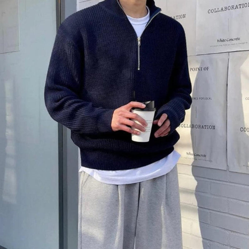 Wool Blend Half Zip Sweater For Men