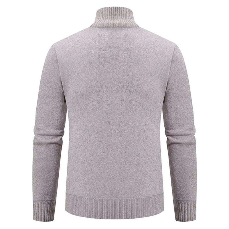 Wool Blend High Neck Zip-Up Cardigan