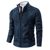 Wool Blend High Neck Zip-Up Cardigan