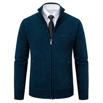 Wool Blend High Neck Zip-Up Cardigan