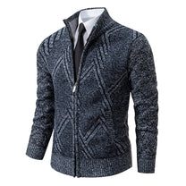 Wool Blend High Neck Zip-Up Cardigan
