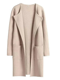 Wool Blend Knee-Length Coat With Wide Lapel