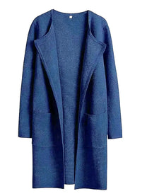 Wool Blend Knee-Length Coat With Wide Lapel