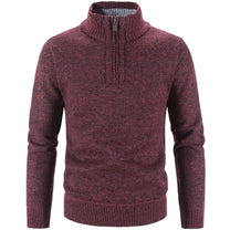 Wool Blend Quarter Zip Pullover Sweater for Men