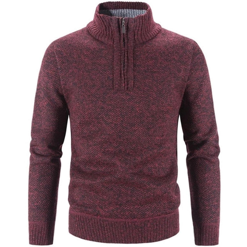 Wool Blend Quarter Zip Pullover Sweater for Men