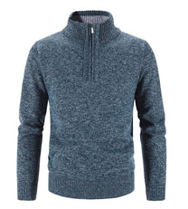 Wool Blend Quarter Zip Pullover Sweater for Men