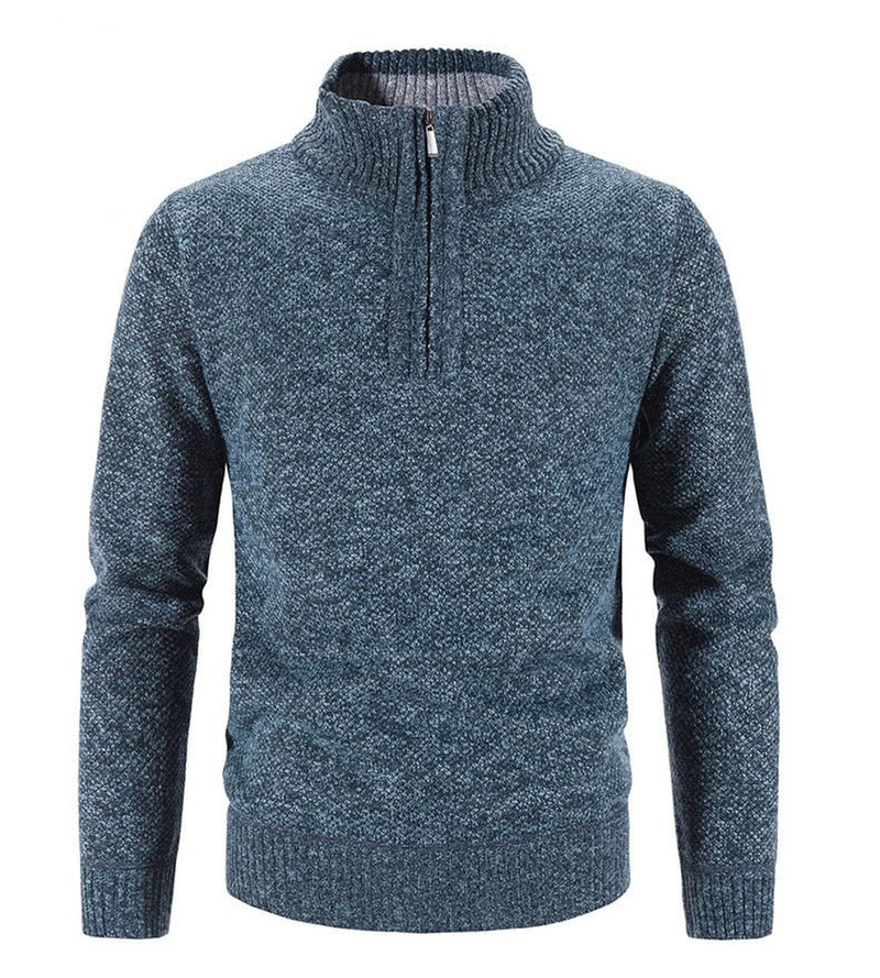 Wool Blend Quarter Zip Pullover Sweater for Men