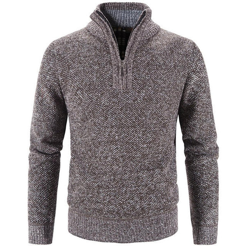 Wool Blend Quarter Zip Pullover Sweater for Men