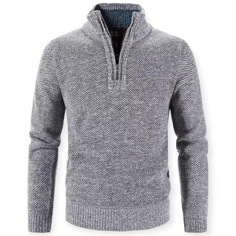 Wool Blend Quarter Zip Pullover Sweater for Men
