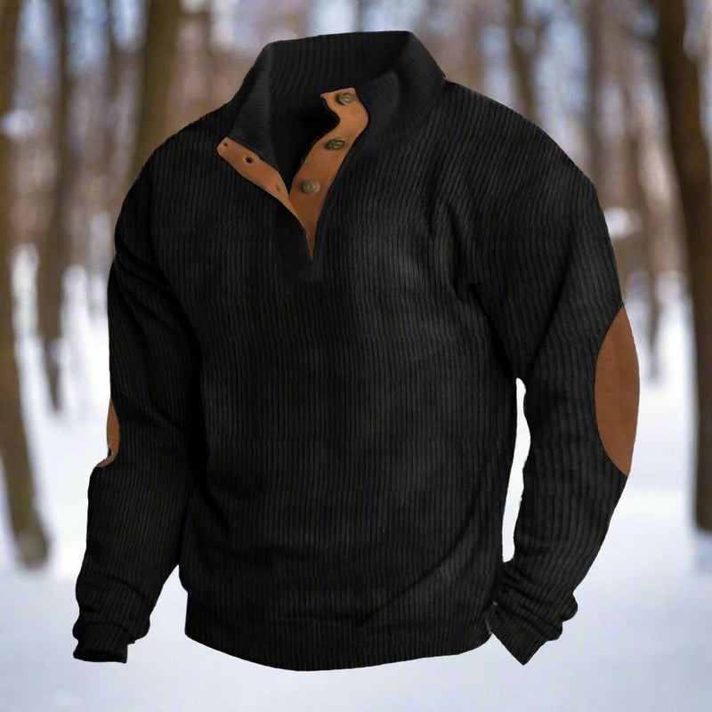 Wool Blend Relaxed Fit Sweater With Elbow Patches