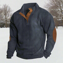 Wool Blend Relaxed Fit Sweater With Elbow Patches