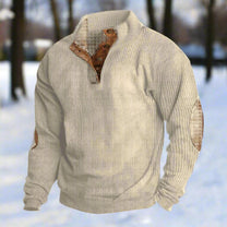 Wool Blend Relaxed Fit Sweater With Elbow Patches