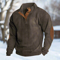 Wool Blend Relaxed Fit Sweater With Elbow Patches