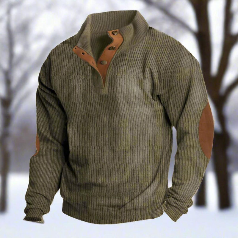 Wool Blend Relaxed Fit Sweater With Elbow Patches