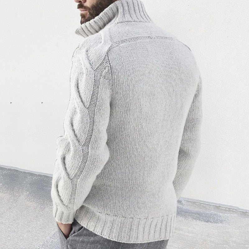Wool Blend Zip Front Cardigan For Men