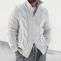 Wool Blend Zip Front Cardigan For Men