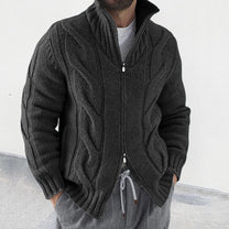 Wool Blend Zip Front Cardigan For Men