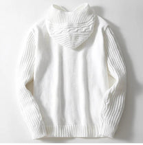 Wool Cable Knit Hooded Cardigan for Men