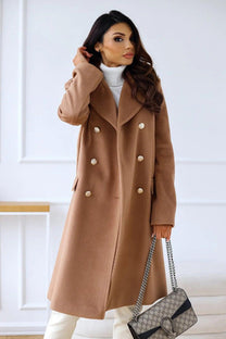 Wool Double-Breasted Trench Coat For Women