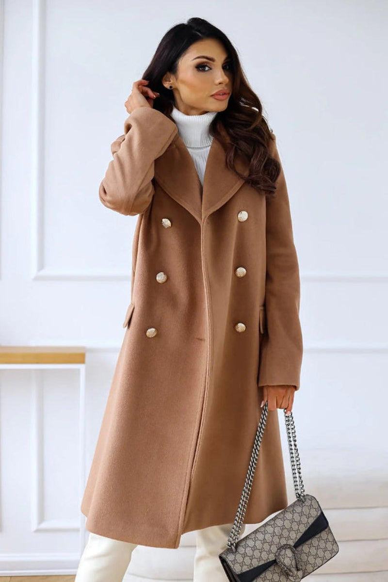 Wool Double-Breasted Trench Coat For Women
