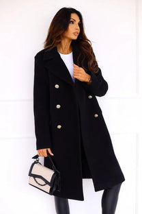 Wool Double-Breasted Trench Coat For Women