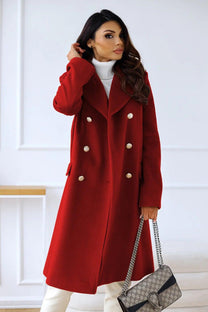 Wool Double-Breasted Trench Coat For Women