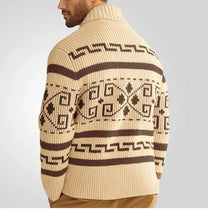 Wool Knit Zipper Cardigan With Turn-Down Collar