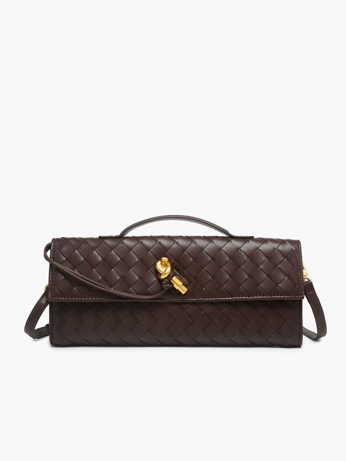 Woven Flap Shoulder Clutch Bag