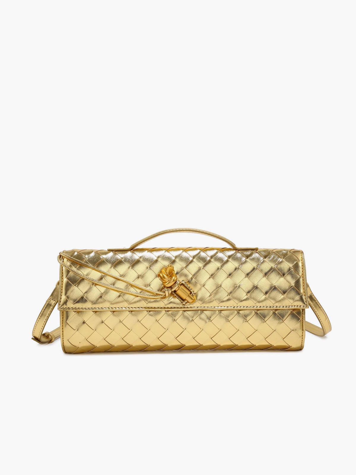 Woven Flap Shoulder Clutch Bag